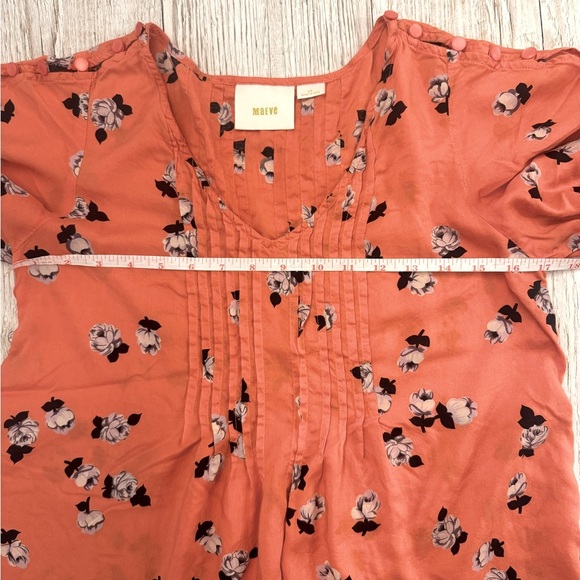 Anthropologie Maeve Maya‎ Coral Pink Floral Flutter Sleeve Top Sz4 P - Picture 10 of 12